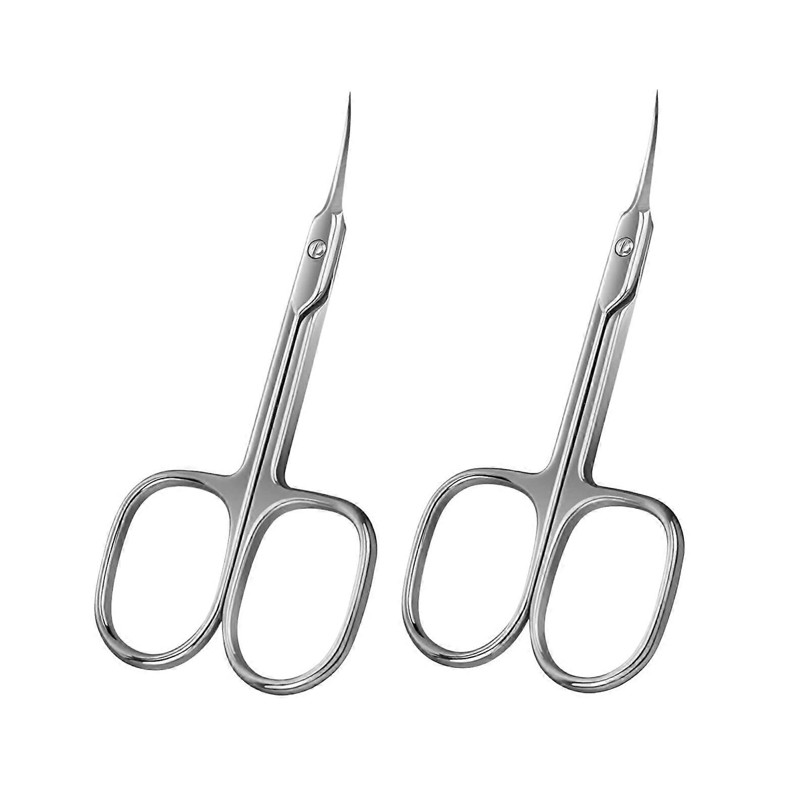 2Pcs Stainless Steel Cuticle Scissors Set with Precision Curved Blade Nail Scissors for Grooming