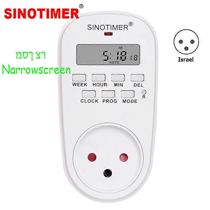 SINOTIMER Israel Plug Digital Weekly Programmable Electrical Wall Plug-in Power Socket Timer Switch Outlet Time Clock 220V