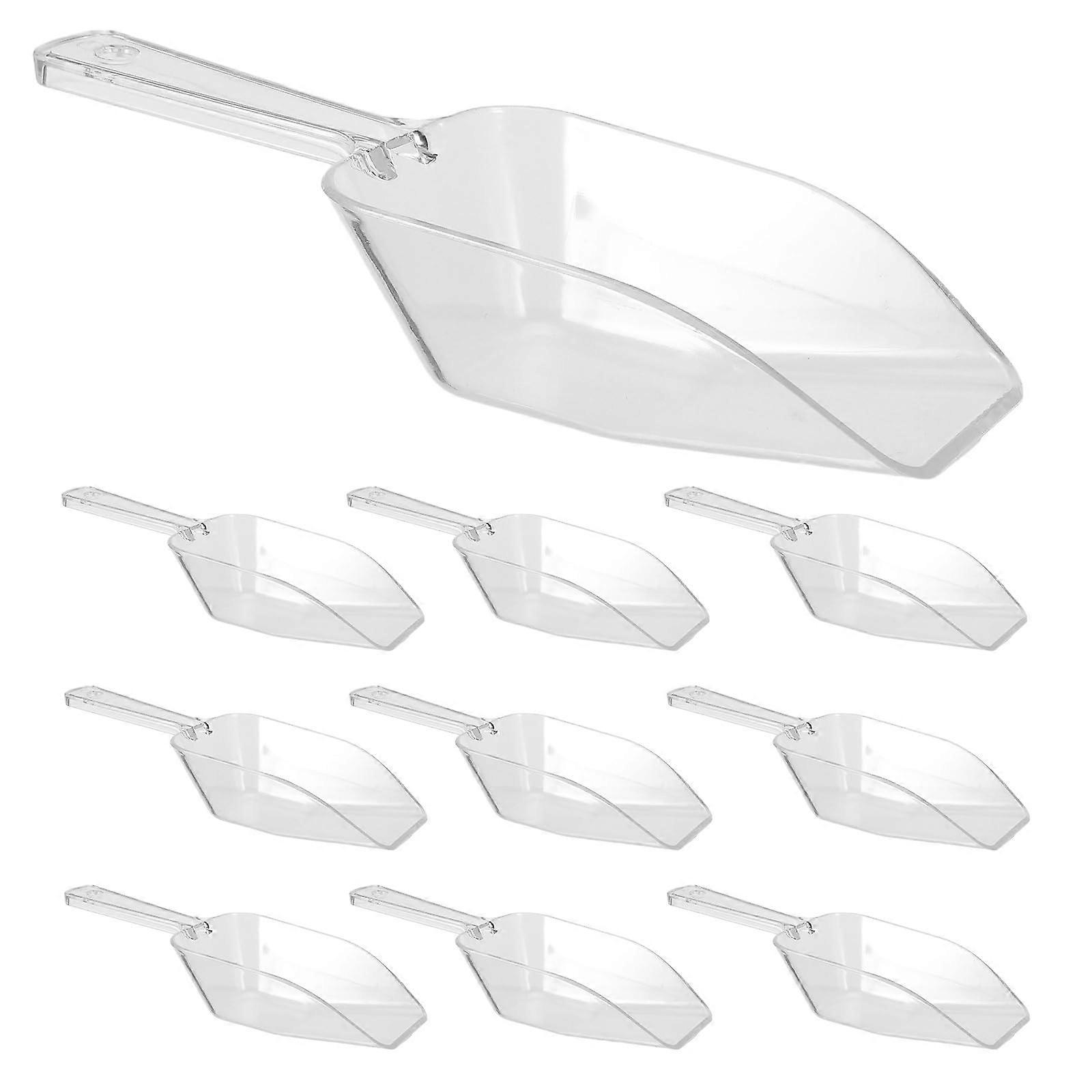 12pcs Clear Plastic Ice Scoop Set for Kitchen Buffet Bar – Durable Lightweight Serving Scoops for Parties