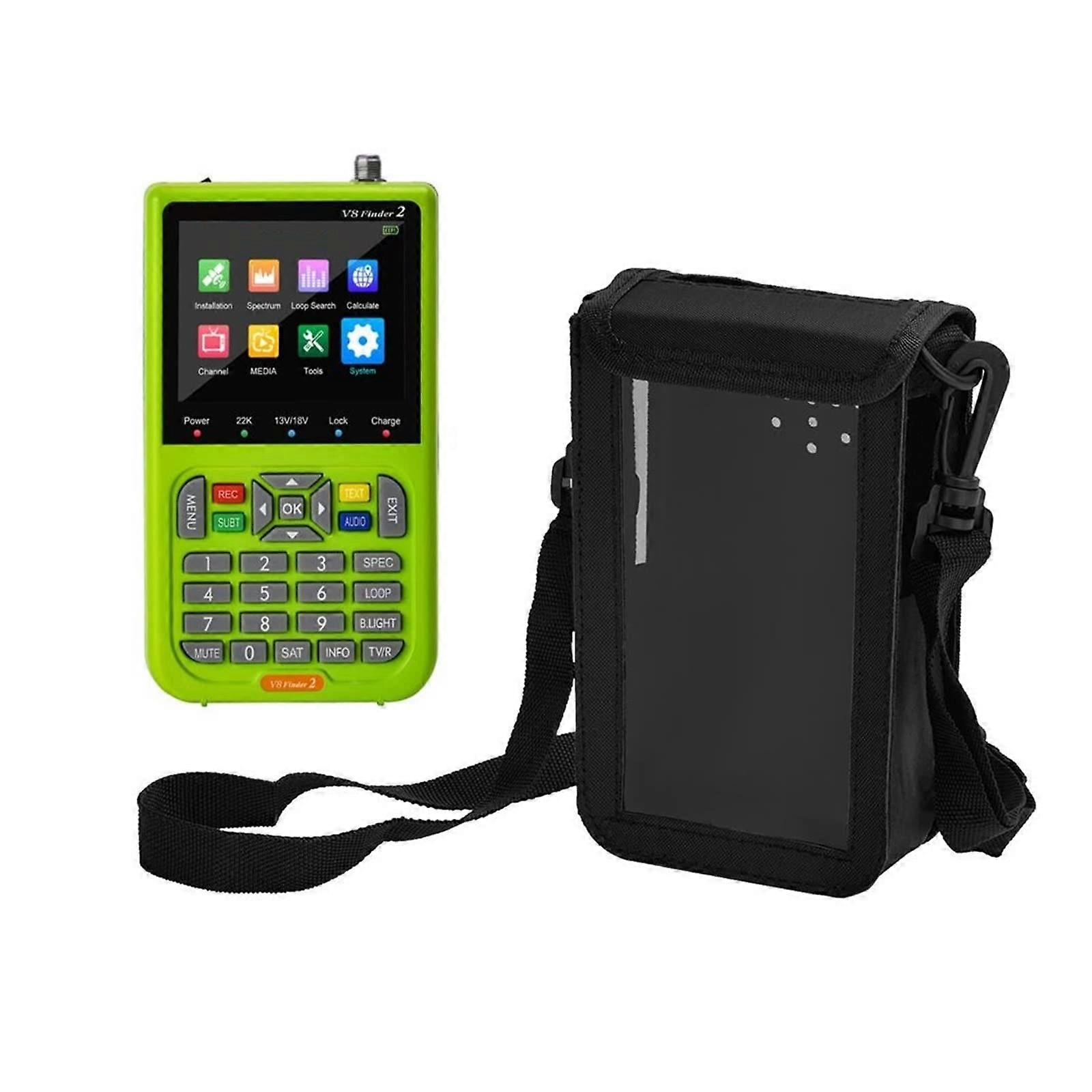 Satellite Signal Finder DVBS2 HD V8 Meter with Digital Display and Audible Lock Alert, TypeC Rechargeable, Storage Bag Included