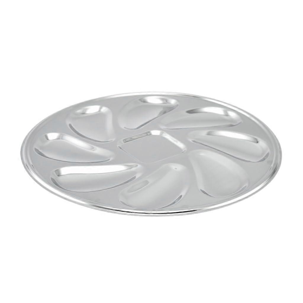 Stainless Steel Oyster Plate with 8 Slots  Elegant Seafood Serving Tray for Shellfish Presentation