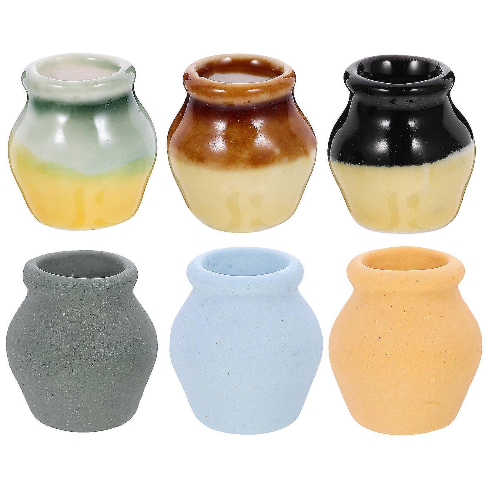 Assorted Color Mini Doll House Ceramic Flower Vase 6Pcs Set
