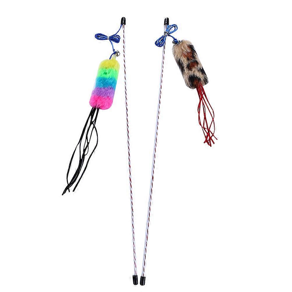 Cat Plush Wand Toy for Playing 2Pcs Colorful Interactive Training Wand