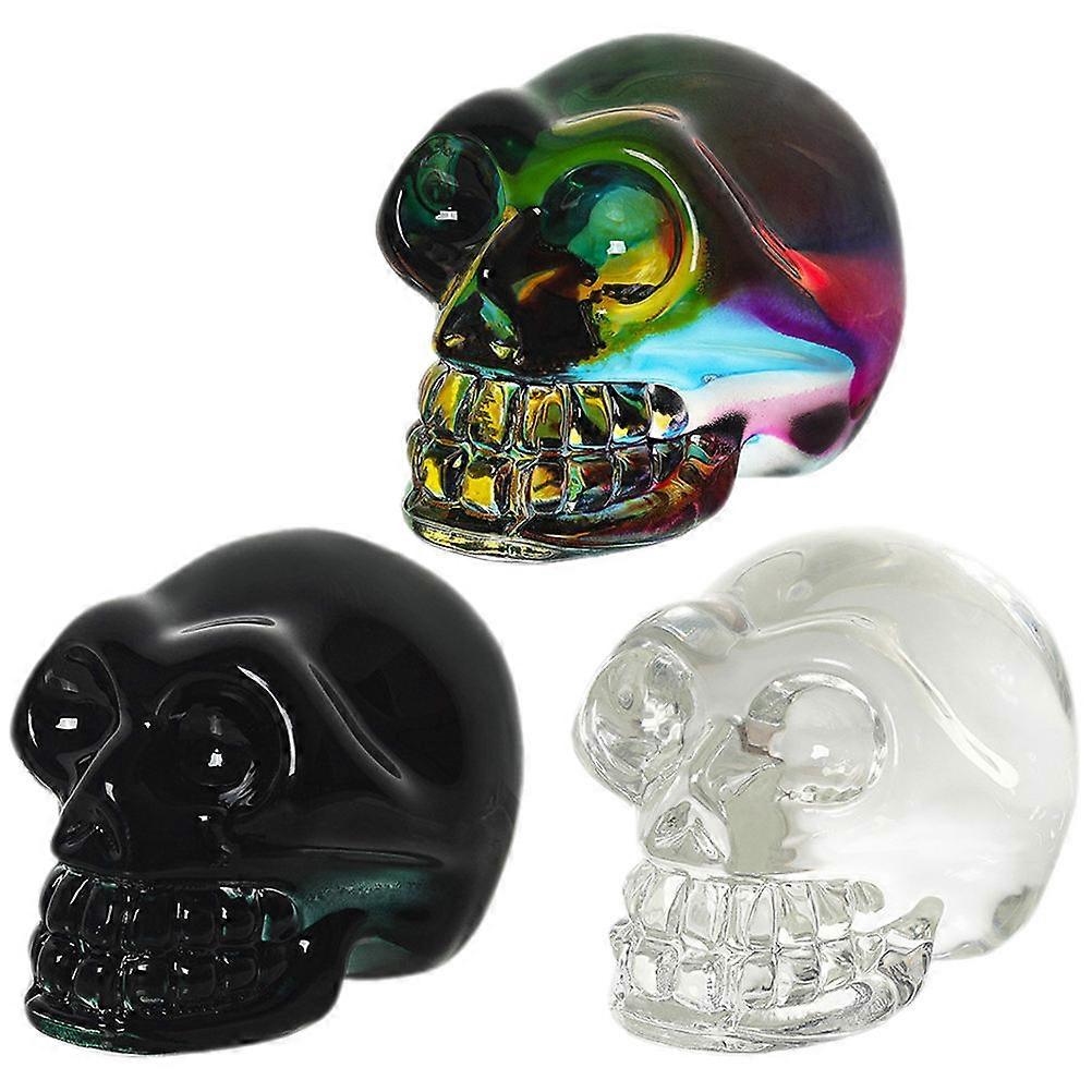 Human Skull Model Halloween Skull Model for Shooting Background White Crystal High Simulation 3Pcs