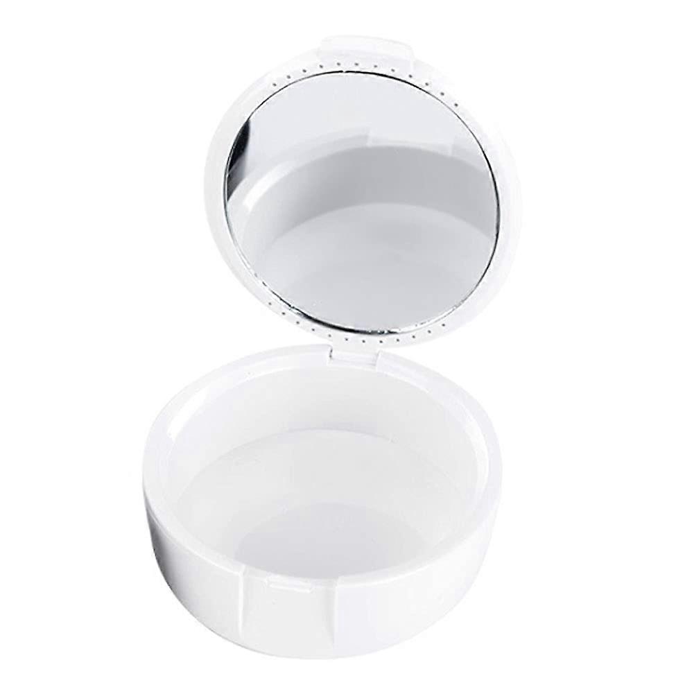 Denture Case with Ventilated Drying System and Builtin Mirror, Travel Retainer Box PP Holder