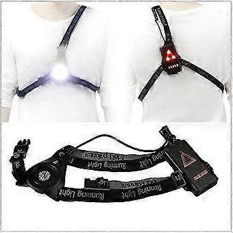 26-27 Vit ficklampa utomhussportslampa, LED-nattlöpningsficklampa varningslampor USB-laddningsbar bröstlampa (svart)