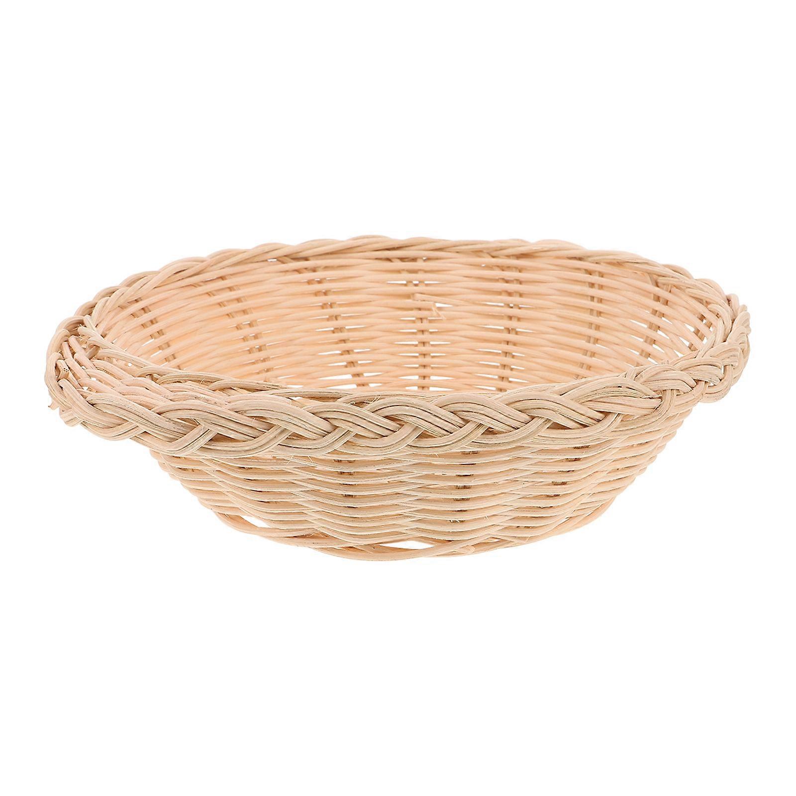 Bamboo Bread Basket Handwoven for Serving 3Pcs Round Woven Baskets for Table Decoration