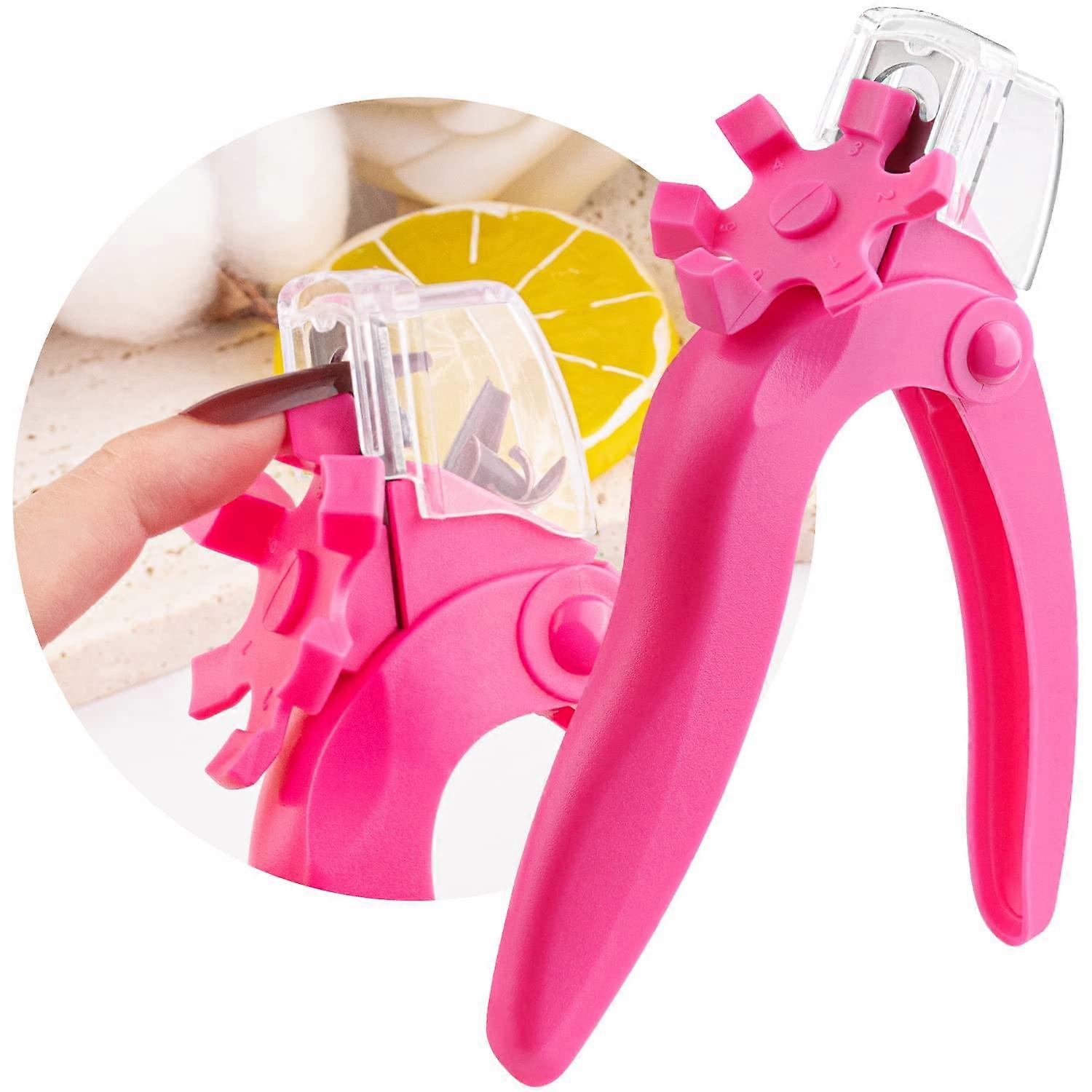 Hot Pink Acrylic Nail Clipper with Length Sizer, Adjustable Nail Tip Cutter for False Nails