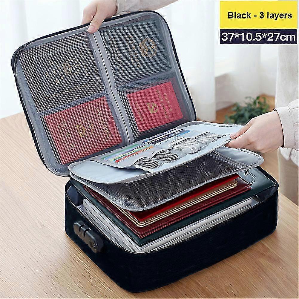 Fireproof Document Storage Bag with 3Digit Lock, Waterproof Oxford Organizer for A4 Files