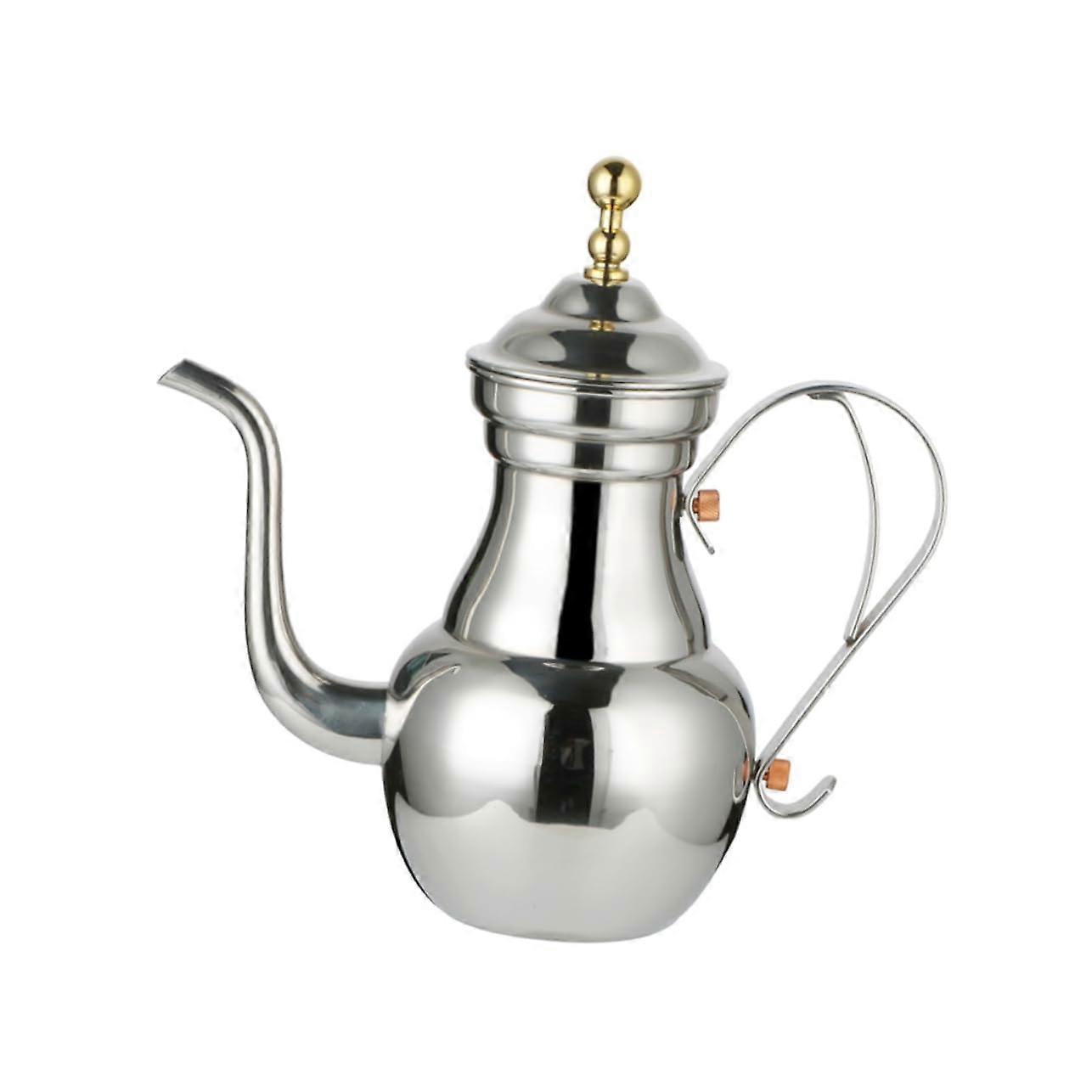 Stainless Steel Arabic Coffee Pot with Filter, Temperature Resistant Tea Kettle, Silver Design