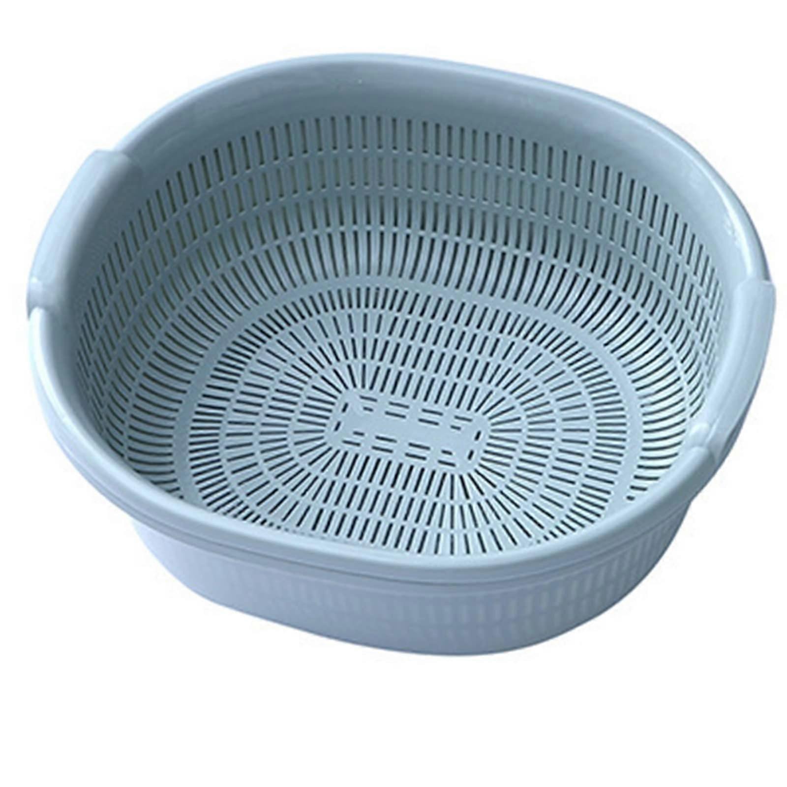 Kitchen Double Layer Drain Rack Colander for Vegetables Fruits and Rice Washing Durable Plastic