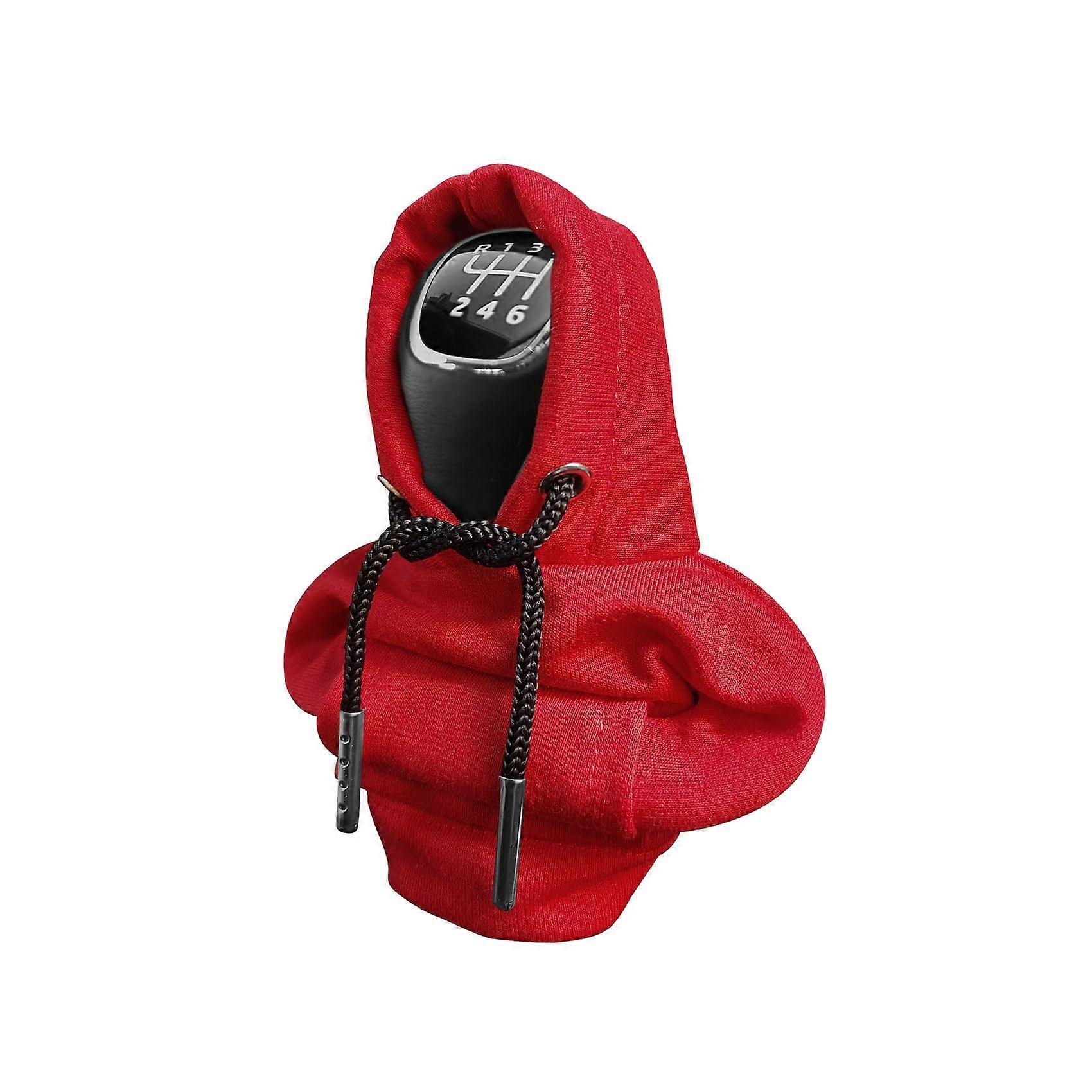 Car Shift Knob Cover with Cute Hoodie Design, Universal Gear Shift Protector, Red