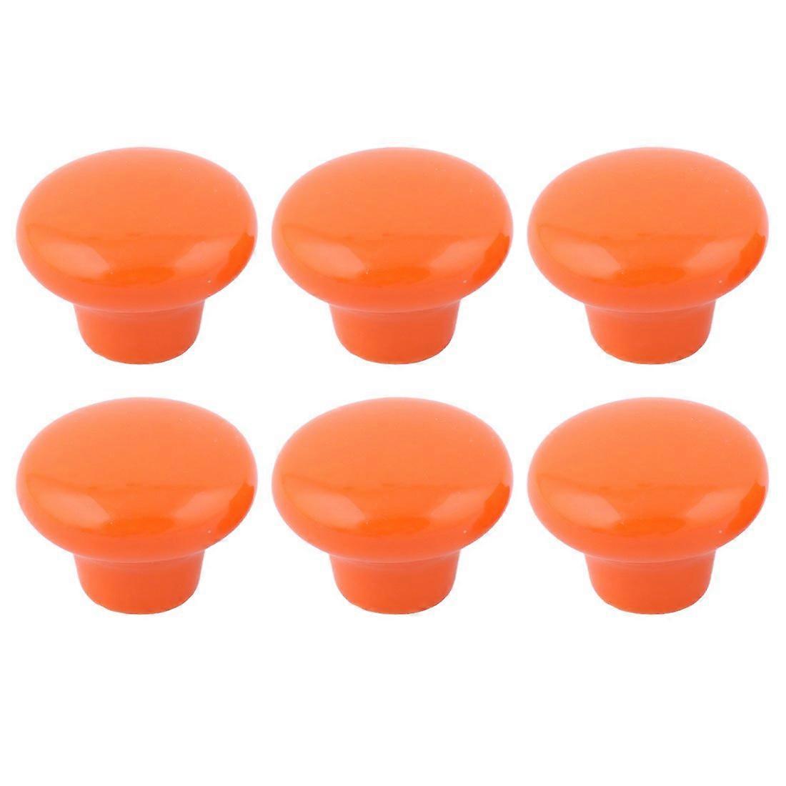 Ceramic Cabinet Knobs 6 Pcs Orange Round Drawer Pull Handles for Furniture Wardrobe Upgrade