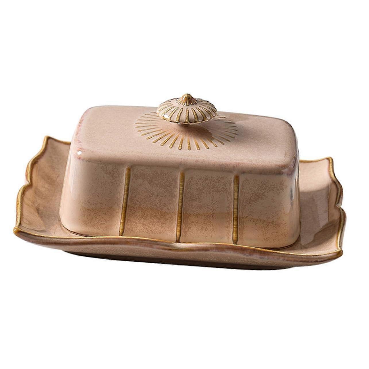 Butter Dish with Lid, Rectangular Ceramic Design, Freshness Sealing, Stylish Kitchen Storage Tray