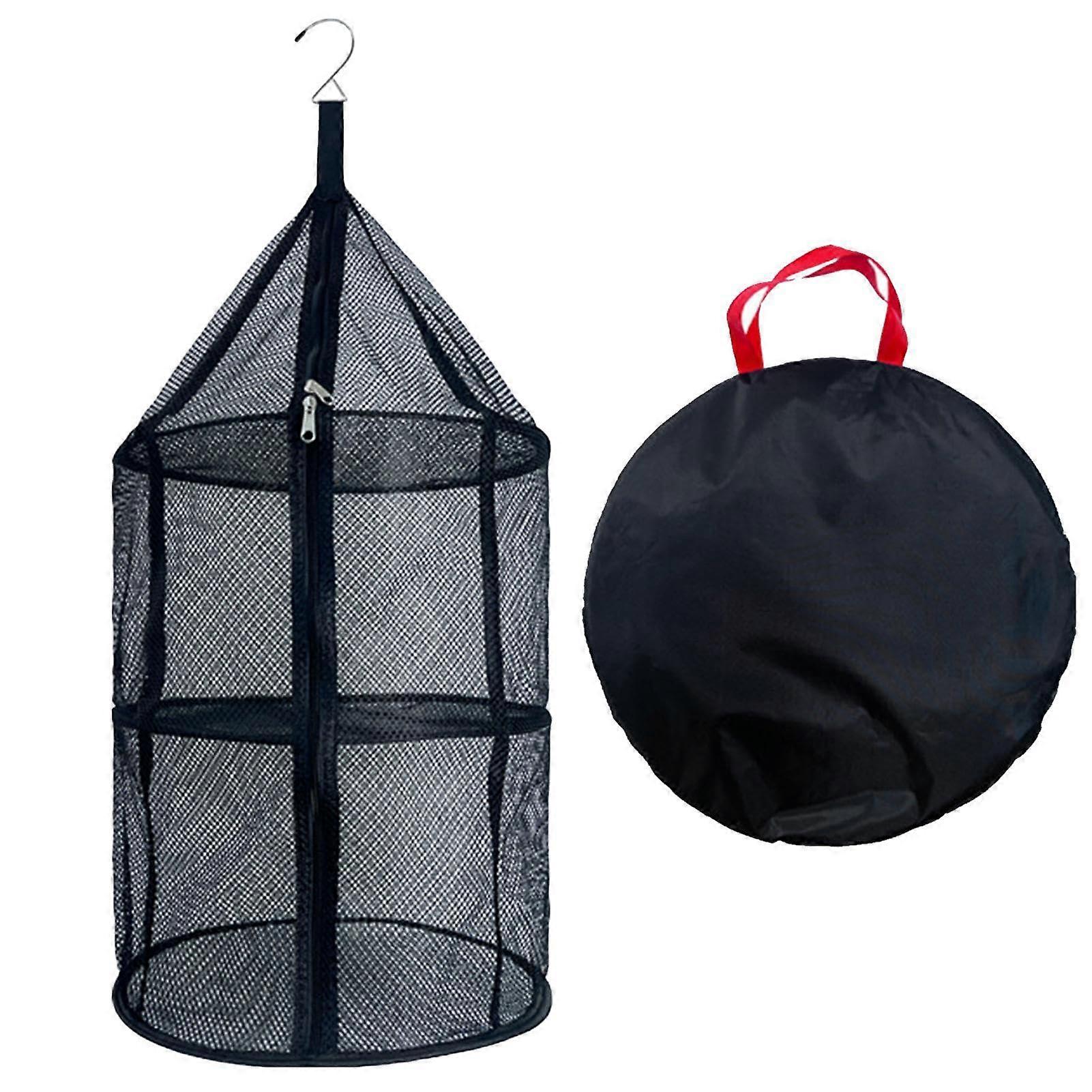 3 Layer Hanging Mesh Drying Rack with Zipper for Vegetables Fish Herbs and Hydroponic Plants