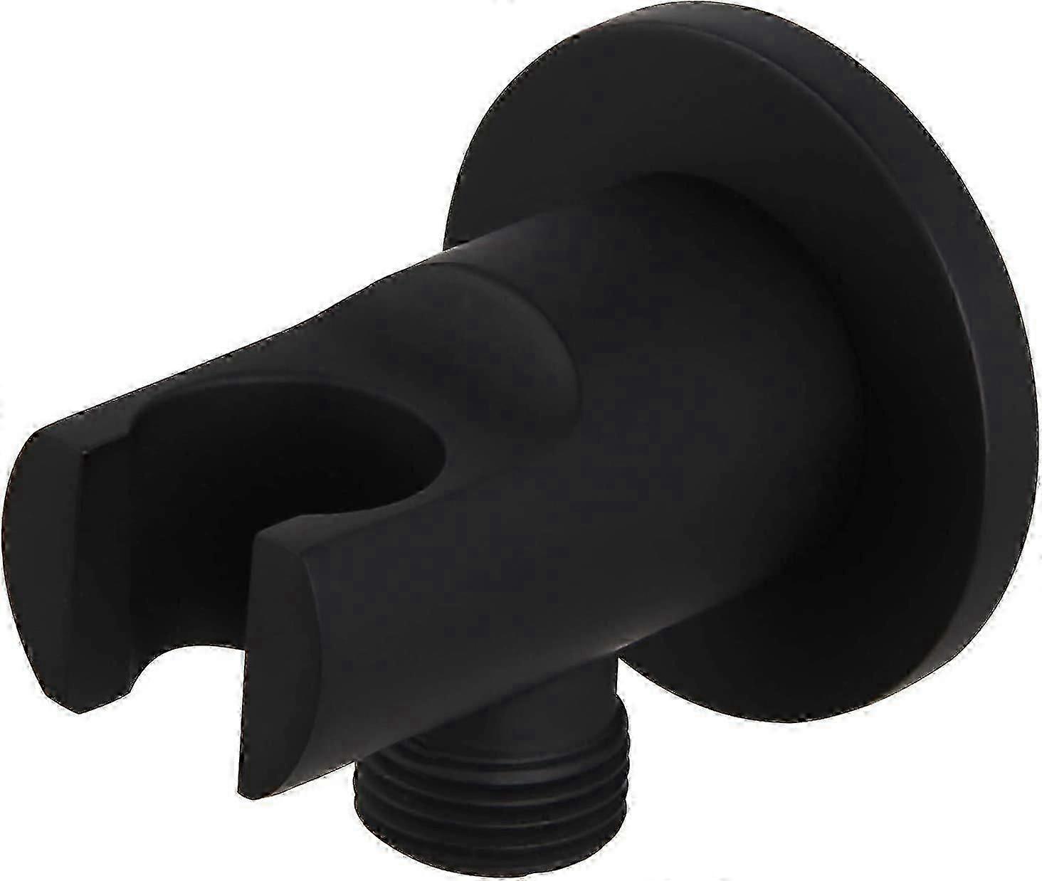 Solid brass wall bracket for hand shower with angled water supply socket, matte black finish