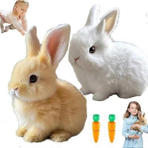 Interactive Realistic Bunny Toy with Touch and Voice Response, Soft Durable Plush (White and Brown)
