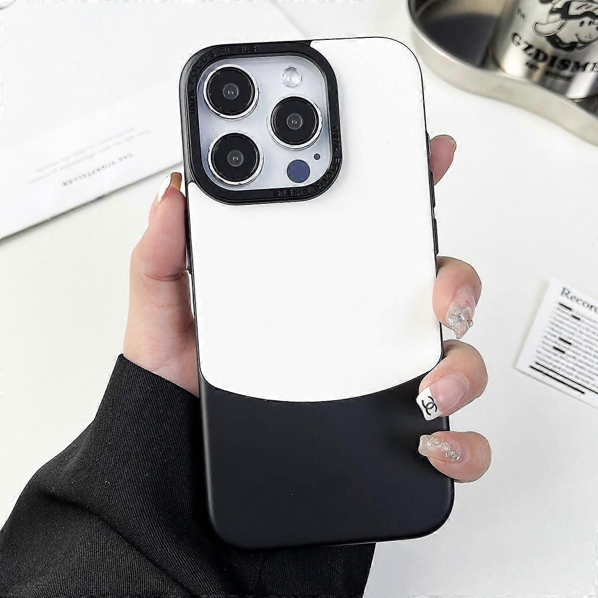 For iPhone 15 Pro Max Phone Case Nappa Texture Leather+PC Back Cover