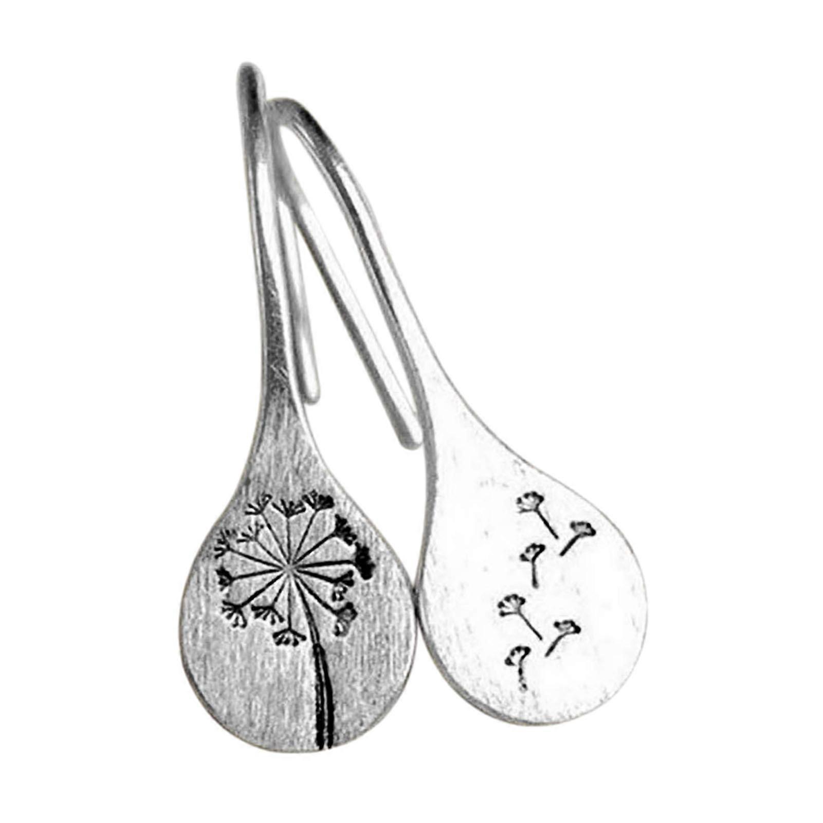 1 Pair Retro Dandelion Pattern Hook Earrings Piercing Flower Nature Inspired Dangle
