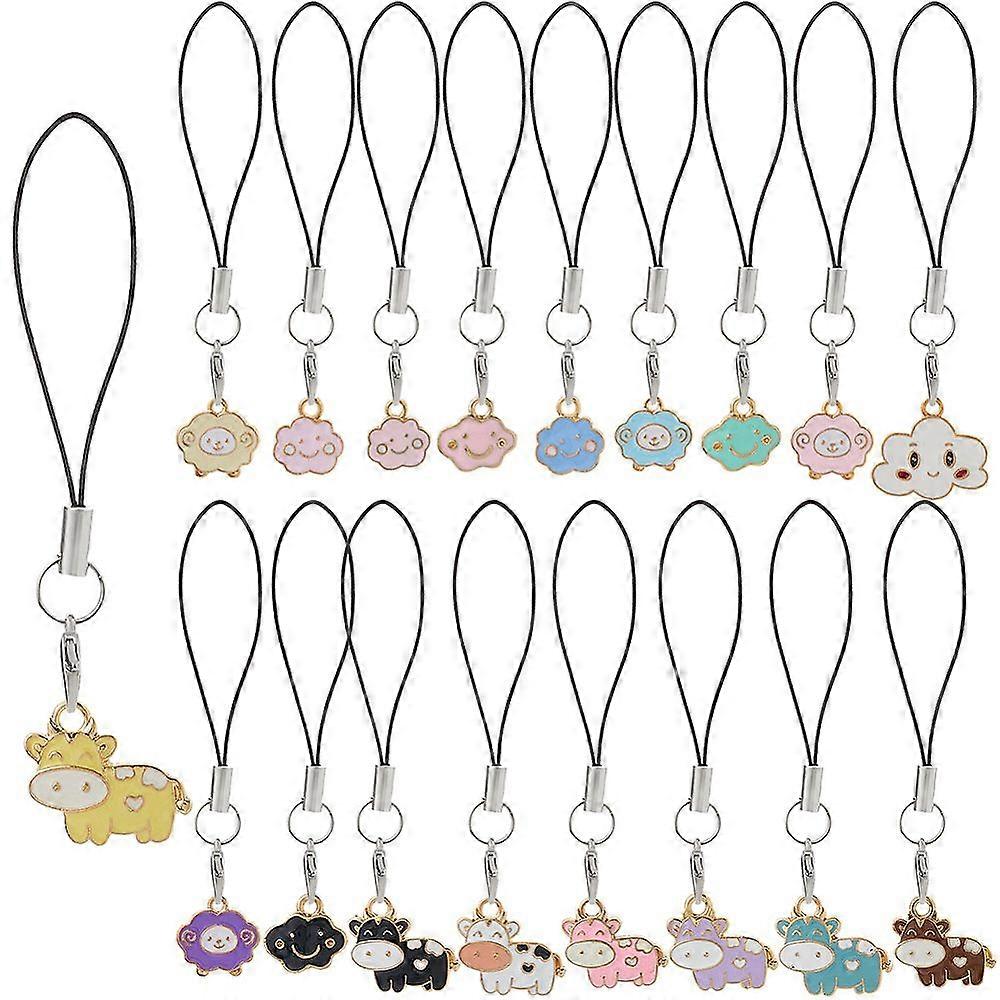 18pcs Alloy Enamel Mobile Straps Mixed color 84~85mm 18pcs/set