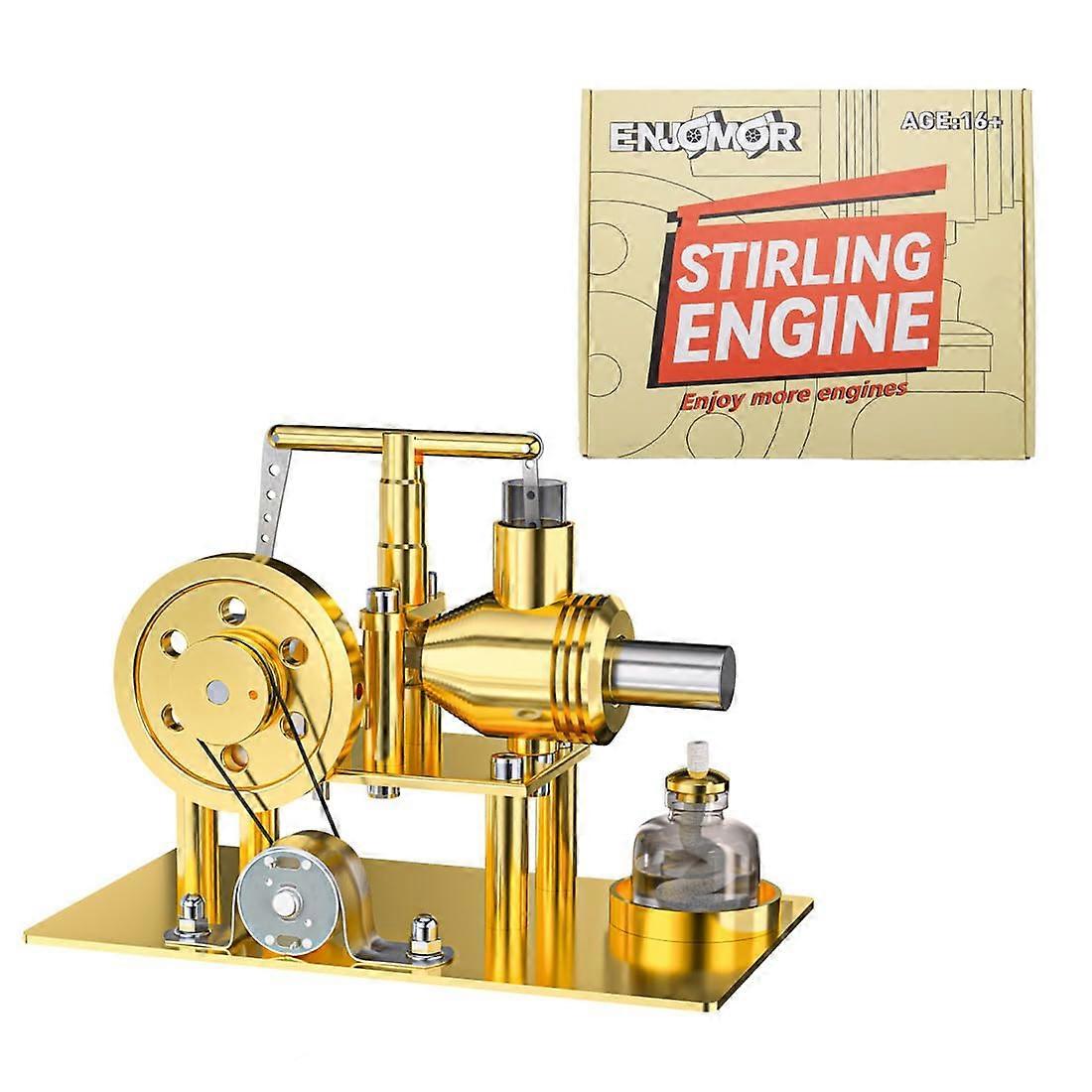Stirling Engine Model Kit with Generator, Electroplated Metal, DIY Educational Energy Conversion Display