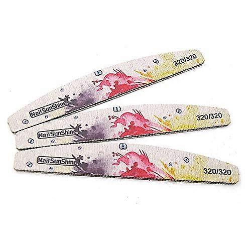 10Pcs Flower Printed Half Moon Nail File Buffer Set, 320 Grit DoubleSided Washable Design