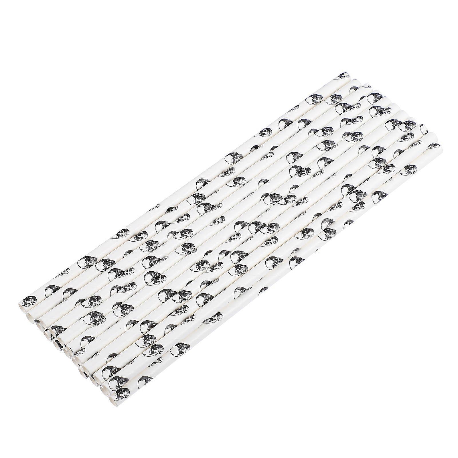 Halloween Party Skull Paper Drinking Straw Disposable for 100Pcs Use