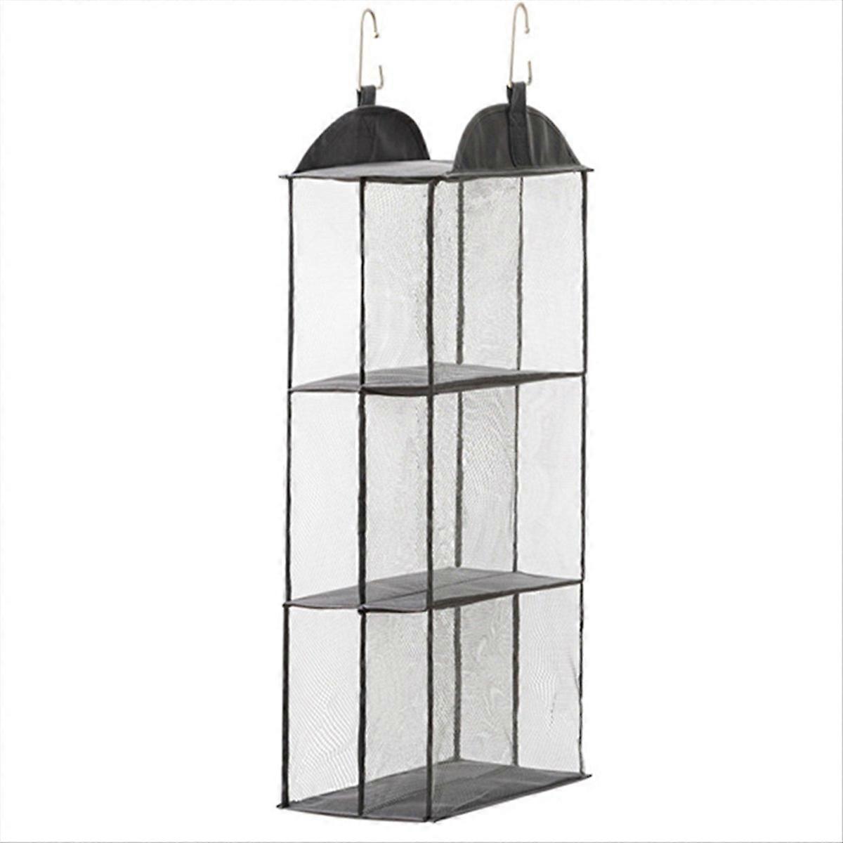 Eco-Friendly Hanging Tote Bag Organizer Dust-Proof Black 3 Layer