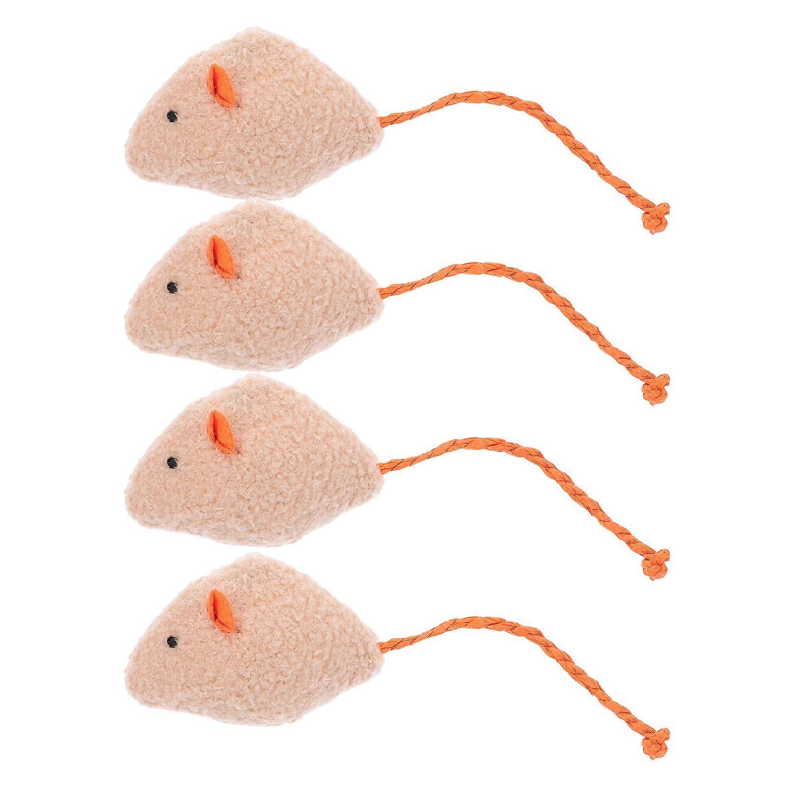 Realistic Plush Mouse Cat Toy Interactive Play Teething Toy for Cats 4Pcs