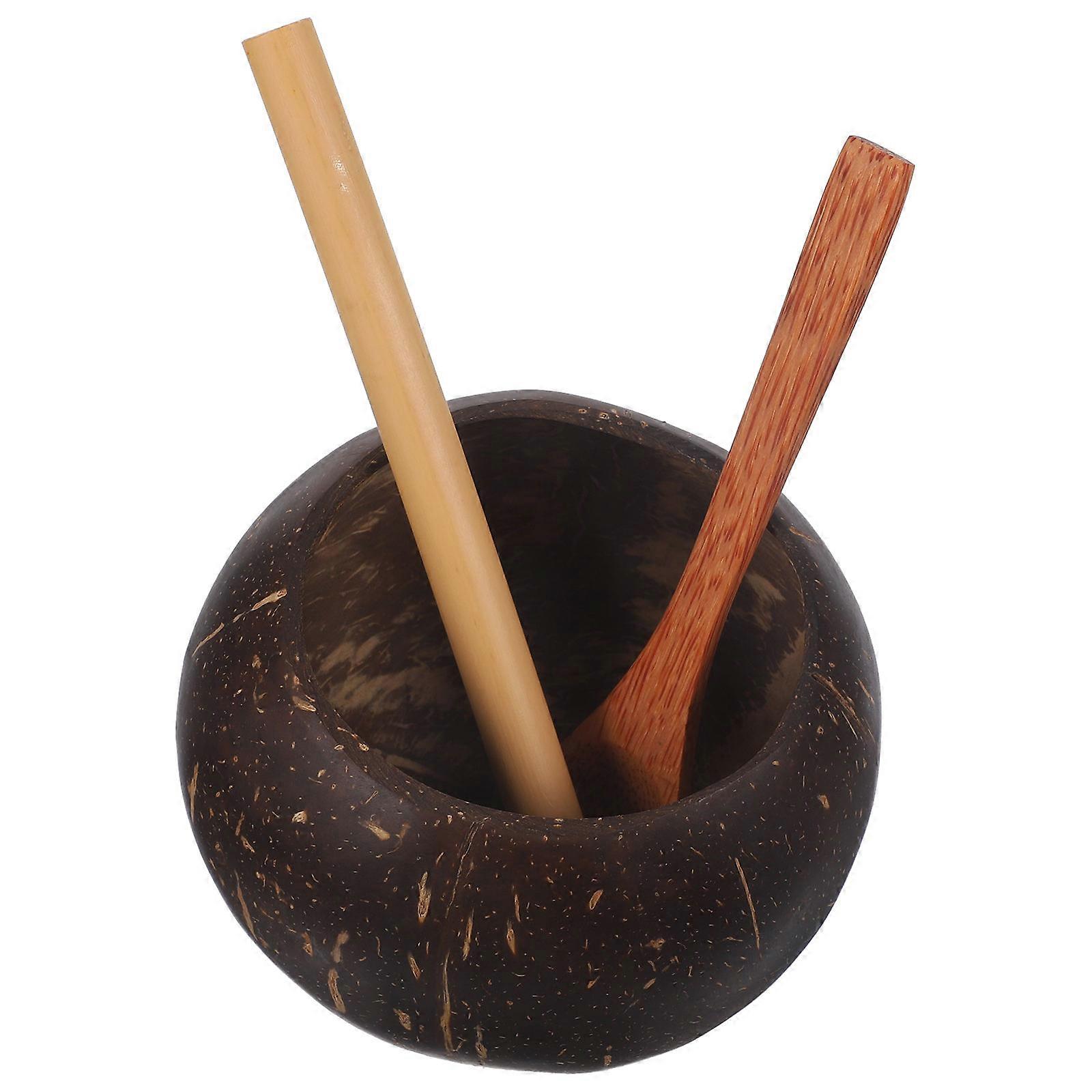 Coconut Cup with Straw Drink Cup Picnics Crowd Lightweight Function 1 Set