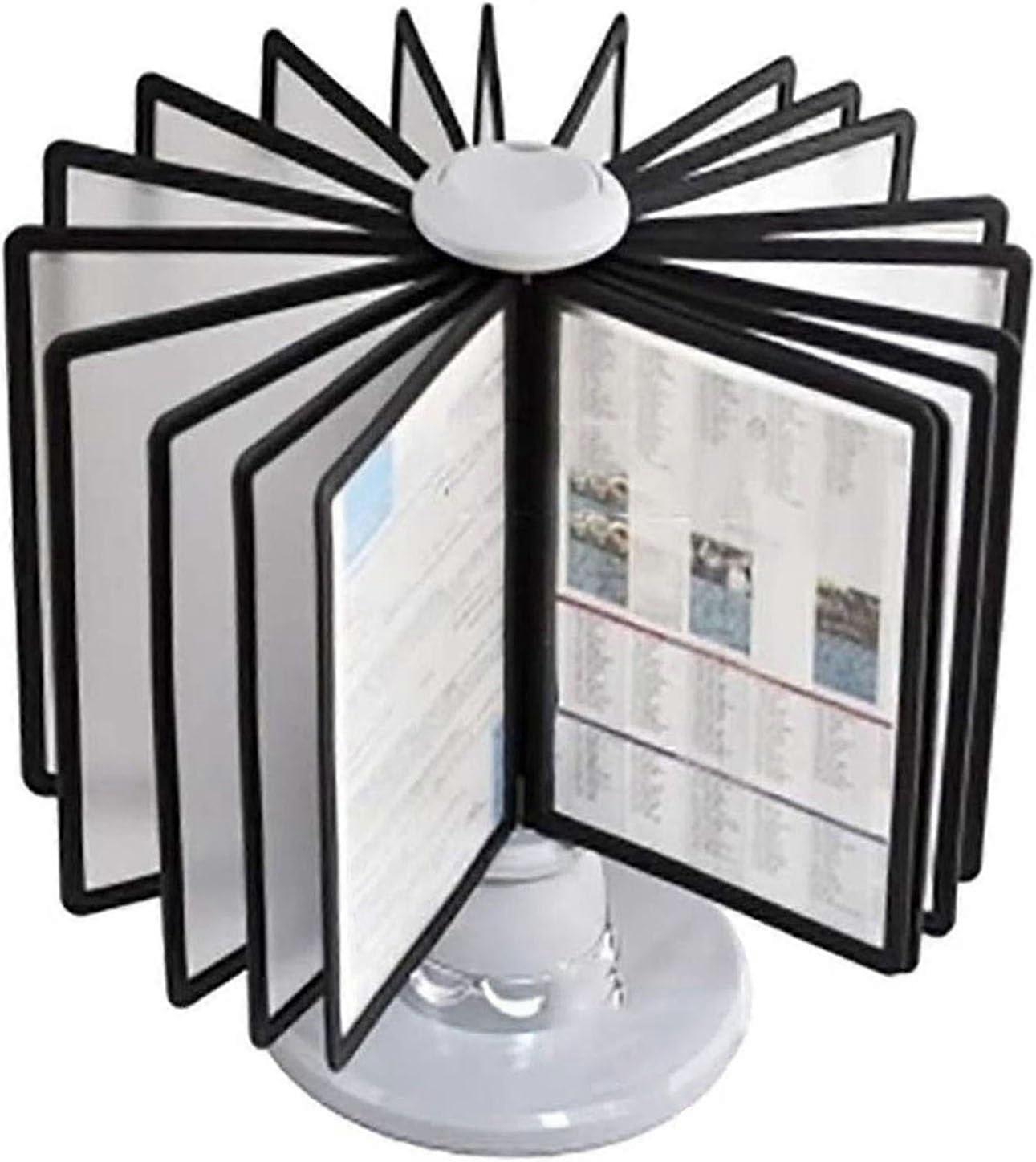 Desktop Reference System with 20 DoubleSided Panels, 360° Rotating Catalog Display Rack A4 Grey