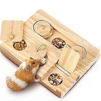 Futtersuchspielzeug für Meerschweinchen, interaktives 6-in-1-Holzspielzeug für Hamster, Leckerli-Spender für Kaninchen, Chinchillas, Ratten und Rennmäuse