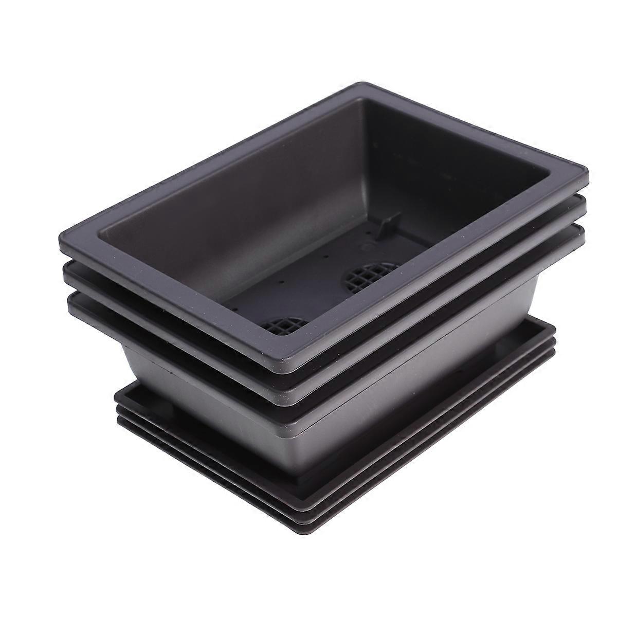 Plastic Succulent Planter Rectangular Flower Pots for Decoration 3Pcs Coffee Color