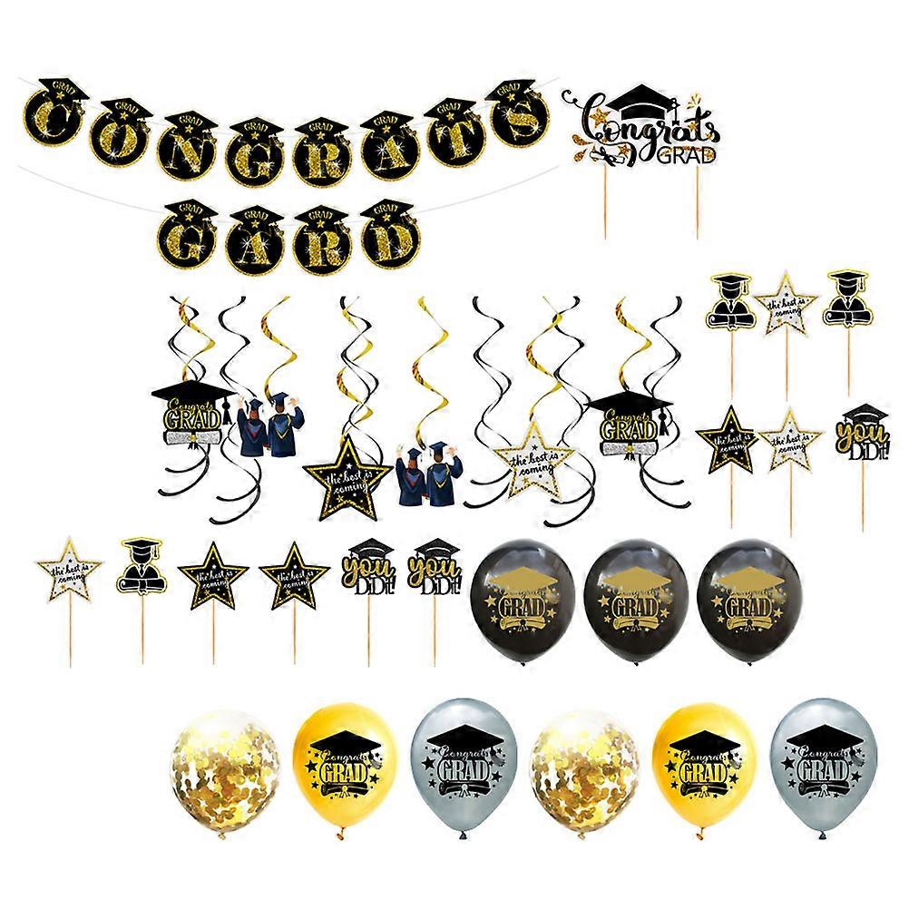 Cupcake Toppers Graduation Pull Flags for Decor 30Pcs Assorted Color Pack