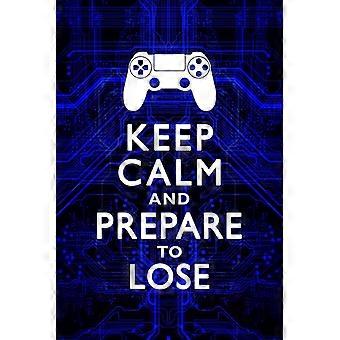 Mantenha a calma e prepare-se para perder. Controle de videogame, Gamer, Circuitos de jogos, Quebra-cabeças de madeira azul.
