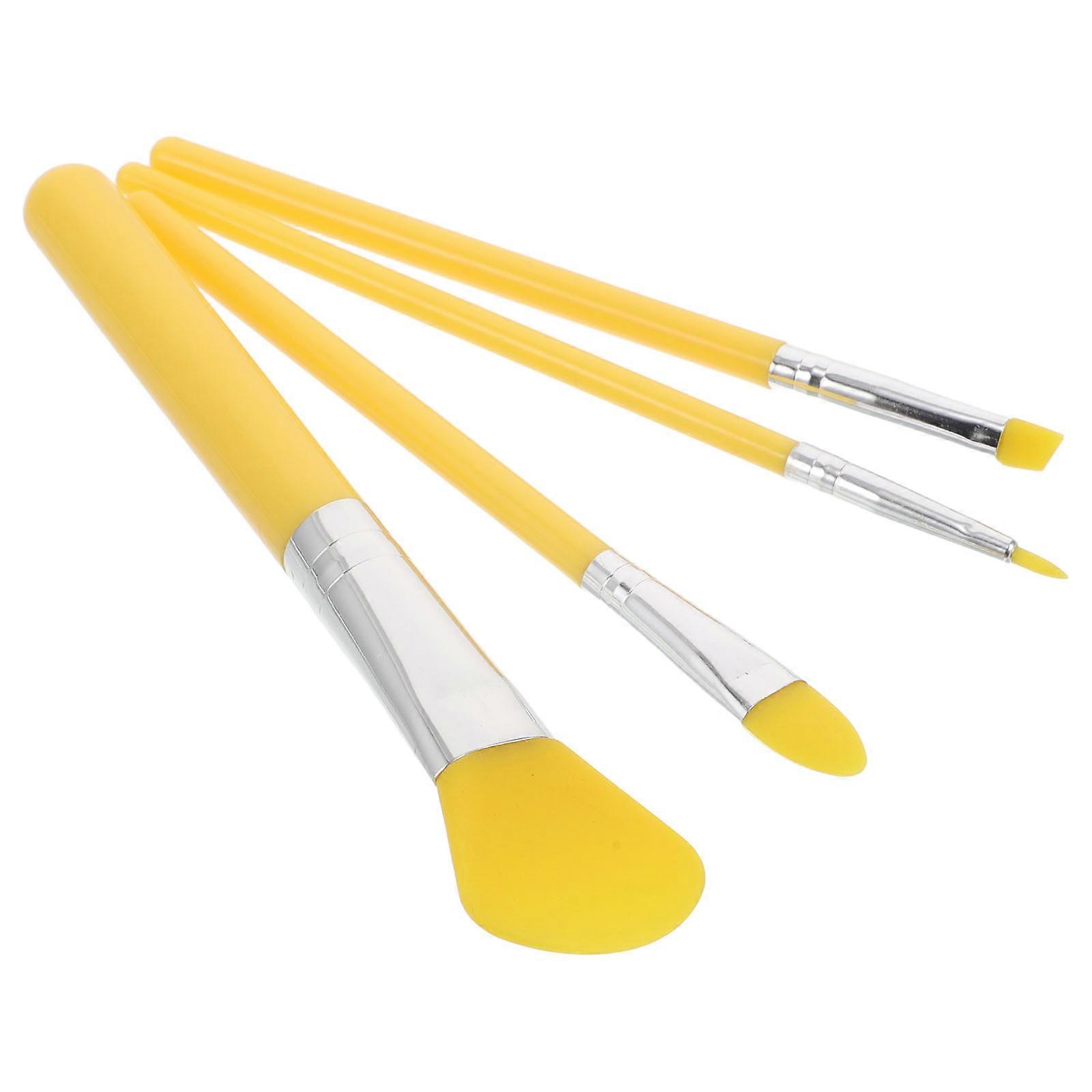 Yellow Silicone Makeup Brush Kit for Face Application 1Set Multi-Functional