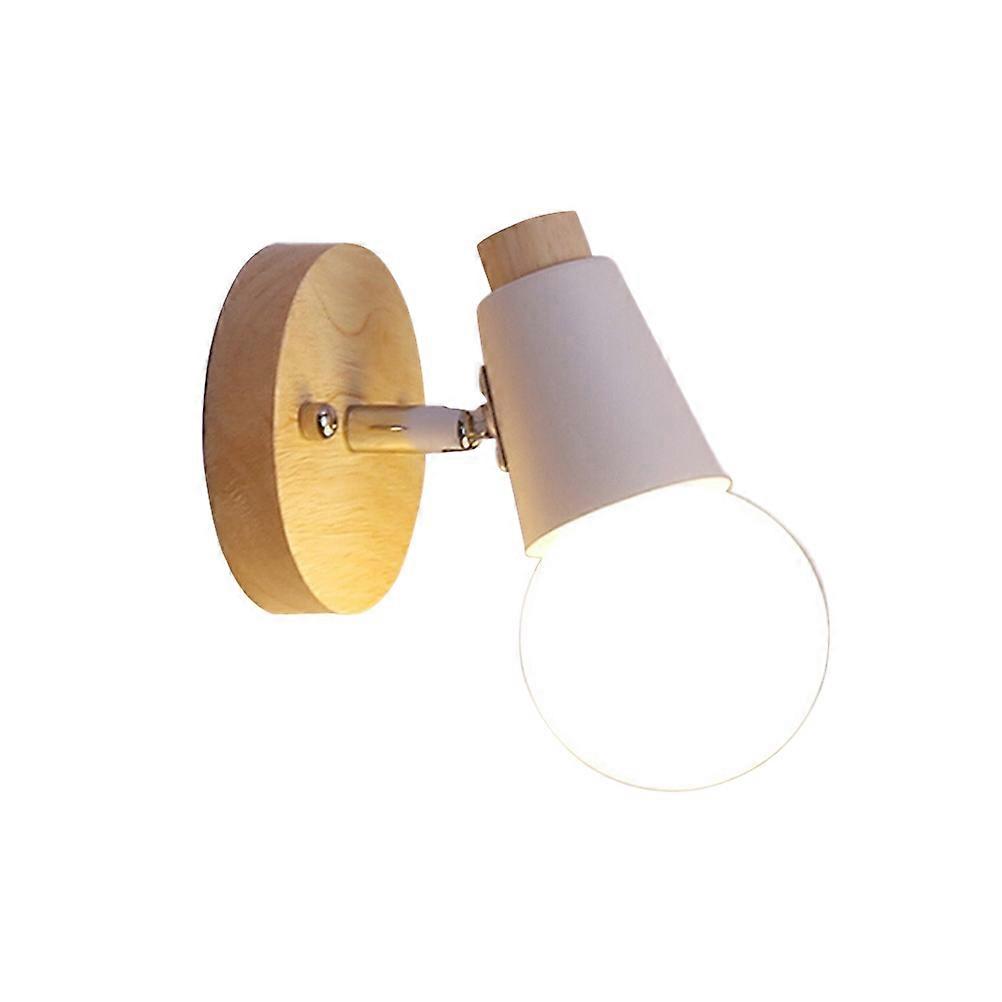Wall Lamp White Solid Wood E27 Wall Light for Living Room