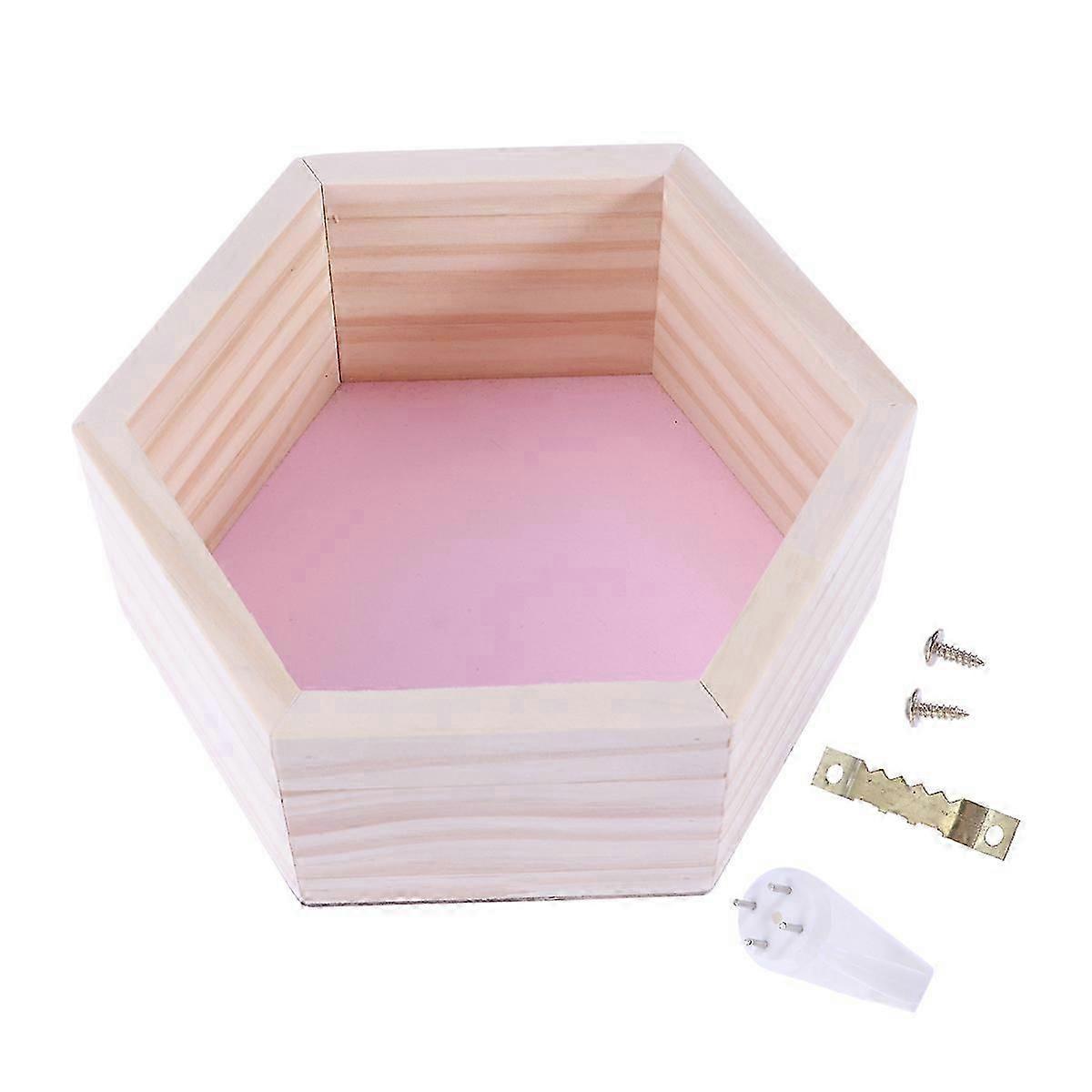 Hexagonal Wood Rack Wall-Mounted for Decoration Pink Solid Wood