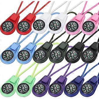18 Pieces Mini Survival Compass Multicolor Pocket Compass for Outdoor Camping Hiking Oil Filled Compass on Cord for Emergency Survival Kits Paracord W