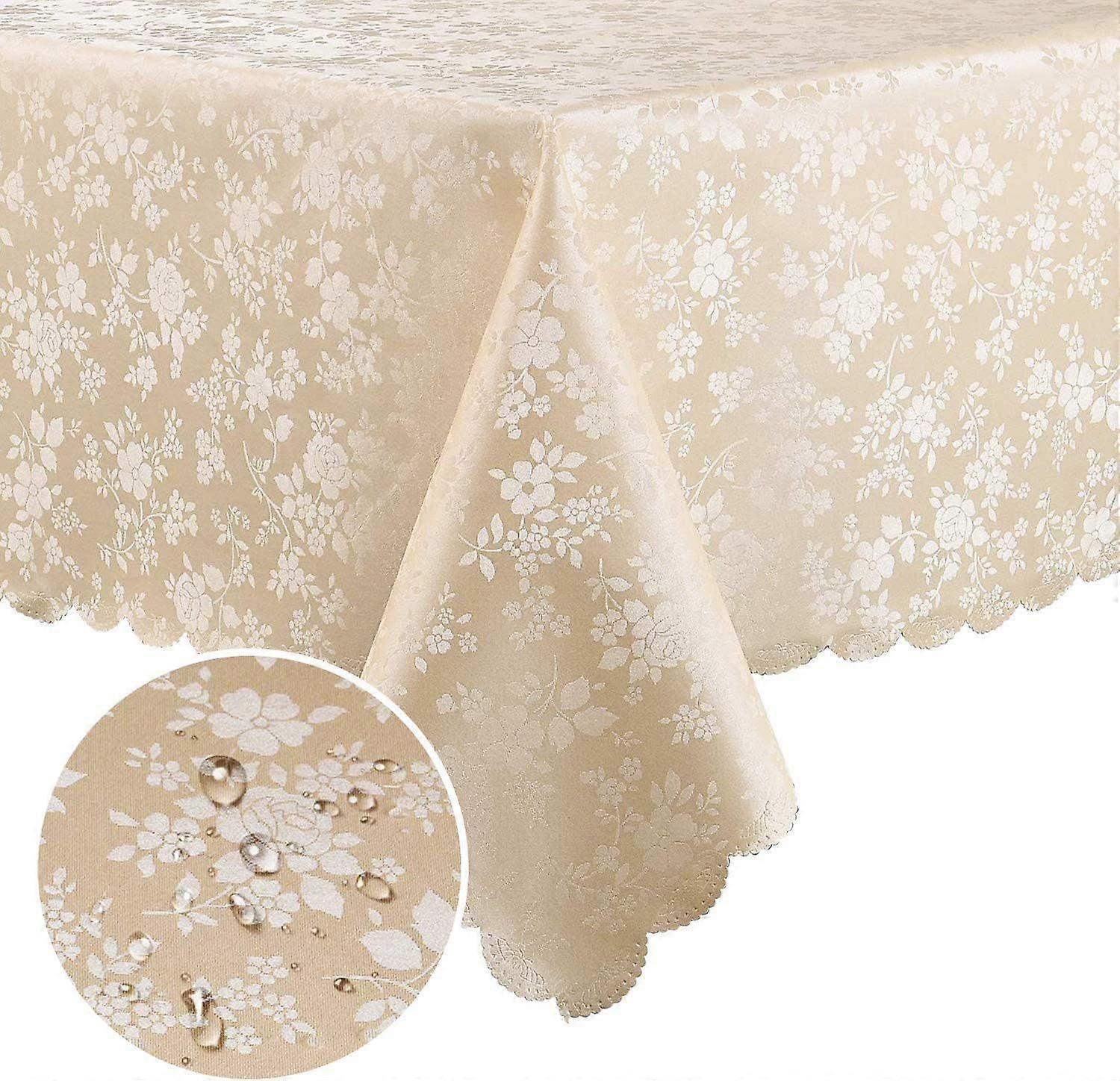 Rectangular Tablecloth, Waterproof Durable Vinyl Tablecloth, Wipeable Washable Kitchen and Dining Tablecloth (Beige, 90*150cm)