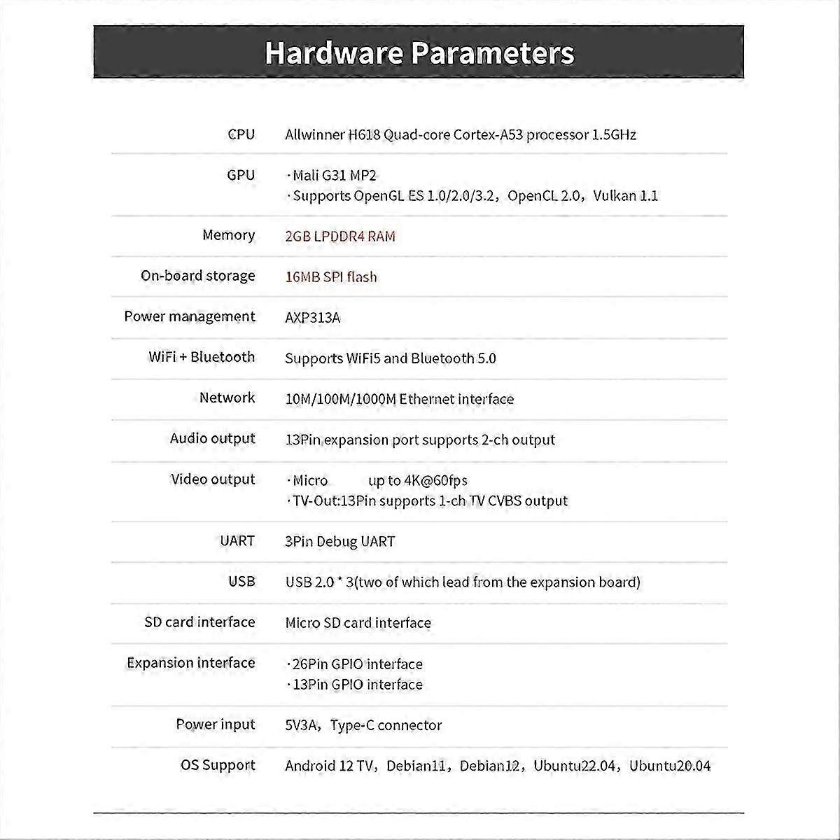 compatible with Orange Pi Zero 3 Single Board Computer