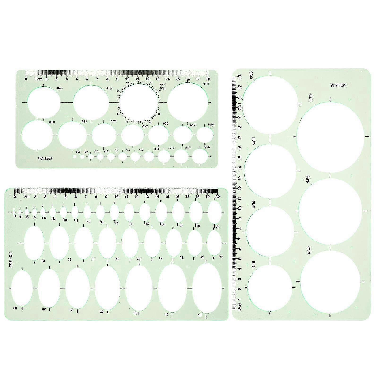 3pcs Drawing Stencils Geometric Drawing Measuring Template Stencil Ruler compatible with Students
