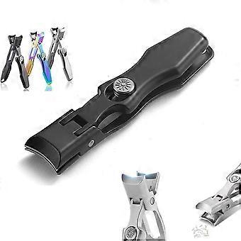 Cortador de unhas resistente para unhas grossas com coletor fechado e trava de segurança, aço inoxidável preto.