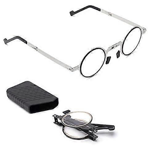 Blue Light Blocking Foldable Titanium Reading Glasses +3.50, Screwless Ultra Lightweight Frame