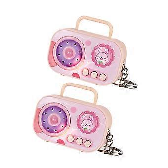 Pink Vintage Mini Voice Recorder Keychain Toy for Kids Retro Sound Gift