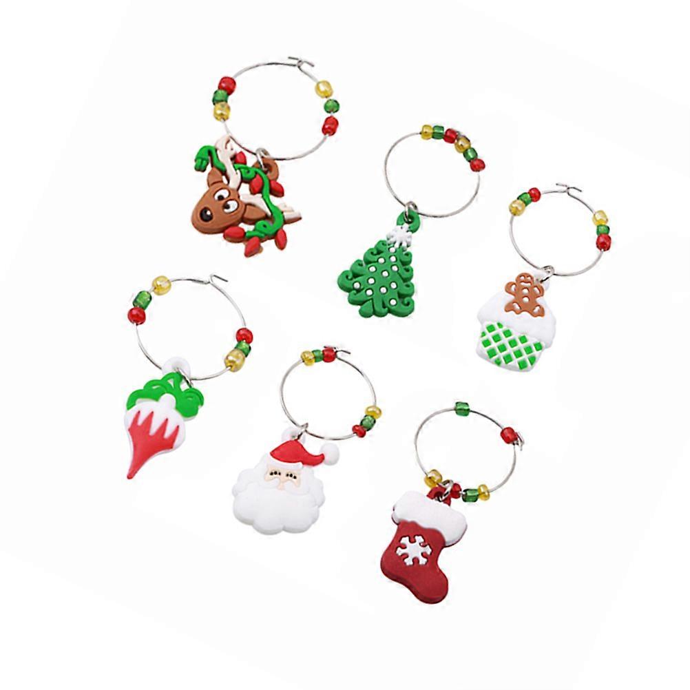 Weihnachts-Weinglasanhänger, 6 Stück