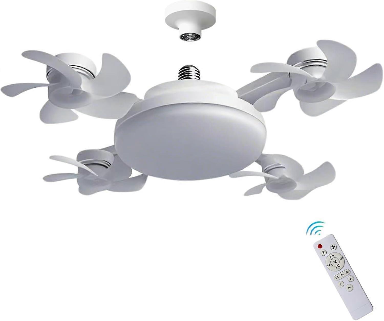 RUIYUE Ceiling Fan Light with Dimmable 4- LED for E27 Socket - Adjustable Bedroom Kitch