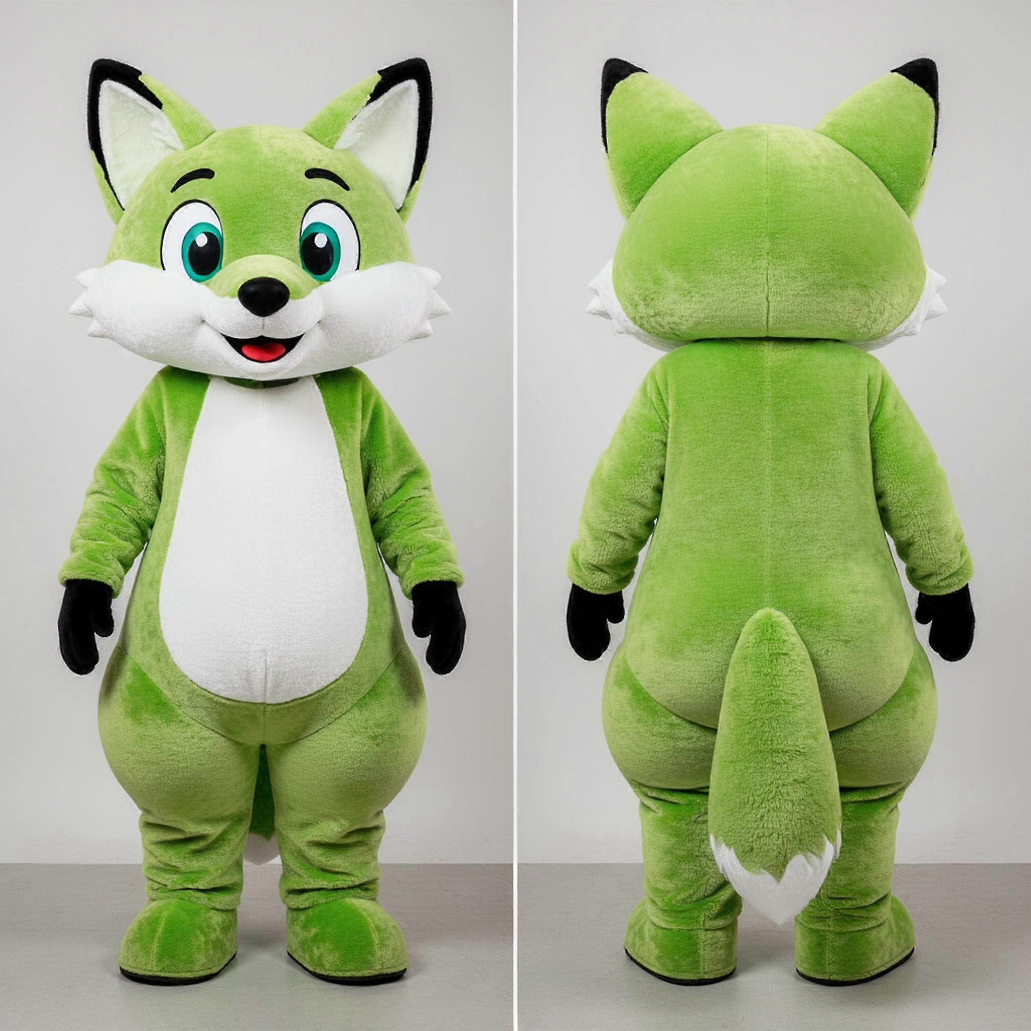 MASTICOT Lime Green Playful Fox Mascot