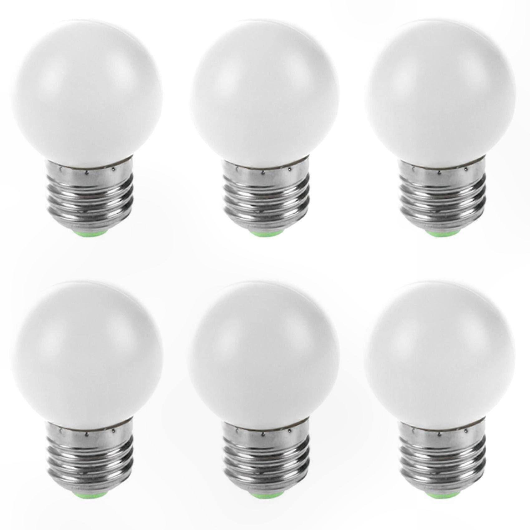 6X E27 LED Light Bulbs, 0.5W White Plastic Bulb