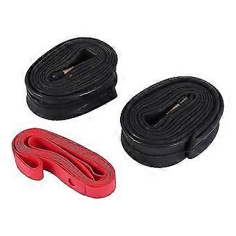 2 Pack 700x35-43C Butyl Rubber Bike Inner Tubes with 2 Rim Strips, Schrader Valve for 700C Road Bikes